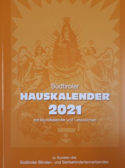 Deckblatt der Ausgabe des Südtiroler Hauskalenders zu Gunsten des Südtiroler Blinden- und Sehbehindertenverbandes